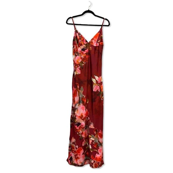 HEMANT & NANDITA Tuhi maxi dress Vibrant Red Pink floral slip NWT Revolve L - Picture 6 of 12
